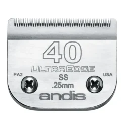 Andis UltraEdge Stainless Steel Clipper Blade #40SS Leaves Hair 0.25mm