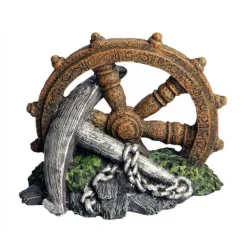 Aqua One Anchor With Ship Wheel Fish Tank Ornament