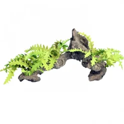 Aqua One Rock With Green Trichomanes Fish Tank Ornament