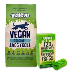 Benevo VEGAN Adult Original DOG Food 2kg + Benevo Unscented Biodegradable Poop Bags 120pk COMBO