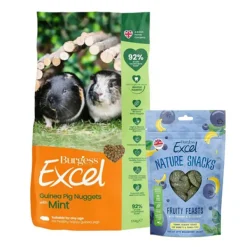 Burgess Excel Guinea Pig Pellets with Mint 1.5kg + Excel Nature Snacks 60g COMBO