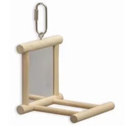 Kazoo Bird Wooden Mirror with Perch Large