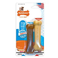 Nylabone Puppy Chew Bone Peanut Butter & Chicken Twin Pack