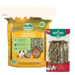 Oxbow Orchard Grass Hay 425g + Timothy Twists 6 Count COMBO