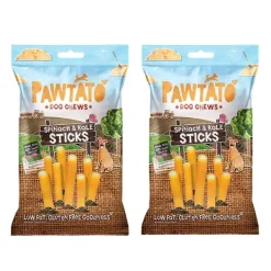 Pawtato Dog Chews Spinach & Kale Sticks 120g x 2 BULK BUY
