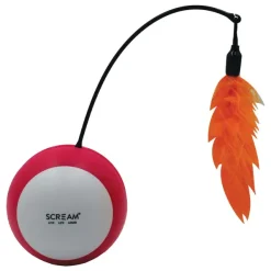 Scream Roll-O Tumbling Ball Cat Toy Loud Pink & Orange 21cm