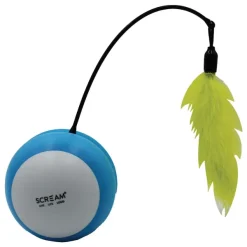 Scream Roll-O Tumbling Ball Cat Toy Loud Green & Blue 21cm