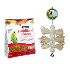 ZuPreem FruitBlend Small Birds 900g + Green Parrot FIRE STACK Bird Toy COMBO