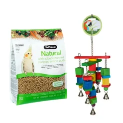 ZuPreem NATURAL Medium Birds 1.1kg + Green Parrot SKUZZLE Bird Toy COMBO